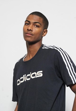VINTAGE ADIDAS SPELL OUT T-SHIRT NAVY BLUE