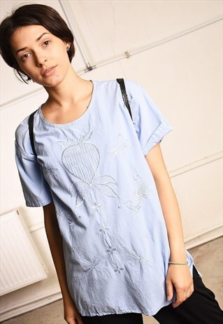 90'S RETRO BOHO FESTIVAL EMBROIDERED TOP T-SHIRT TEE