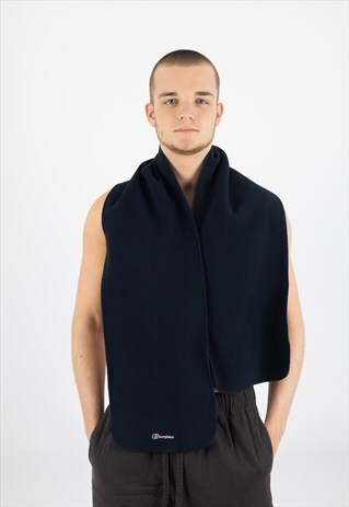BERGHAUS VINTAGE EMBROIDERED FLEECE SCARF IN NAVY
