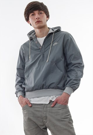 VINTAGE NIKE PULLOVER WINDBREAKER 80S GREY 90S