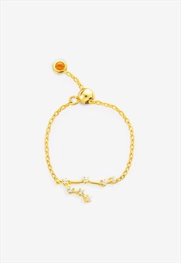 Gold Gemini Zodiac Constellation Chain Ring - Adjustable
