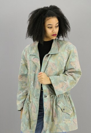 VINTAGE PASTEL ABSTRACT PRINT COAT X336