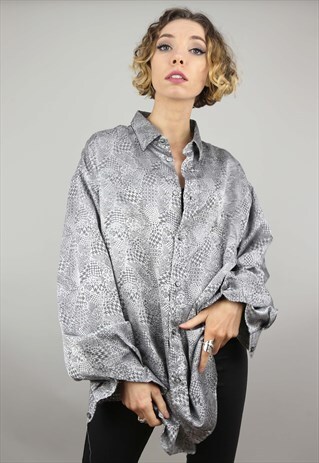 VINTAGE 80S 90S OVERSIZED LONG SLEEVE PATTERNED SHIRT