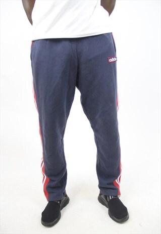 VINTAGE ADIDAS NAVY STRIPED TRACKSUIT BOTTOMS