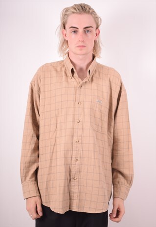CHAPS RALPH LAUREN MENS VINTAGE SHIRT XL BROWN CHECK 90S