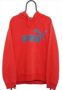 Vintage Puma Spellout Red Hoodie Womens