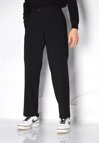 VINTAGE 90S BLACK MINIMALIST WOOL BLEND PANTS