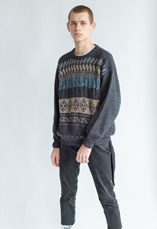 VINTAGE 80S FUNKY DADS JUMPER IN WINTER PATTERN