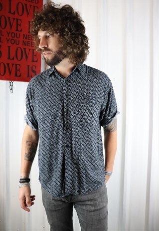 VINTAGE CRAZY PATTERN OVERSIZED SHORT SLEEVED SHIRT