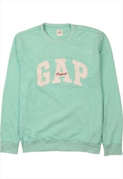 Vintage 90's Gap Sweatshirt Spellout Crew Neck Blue Small