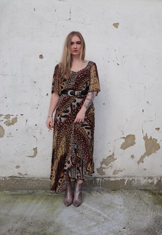 LEOPARD ANIMAL PRINT BOHEMIAN GYPSY DRESS