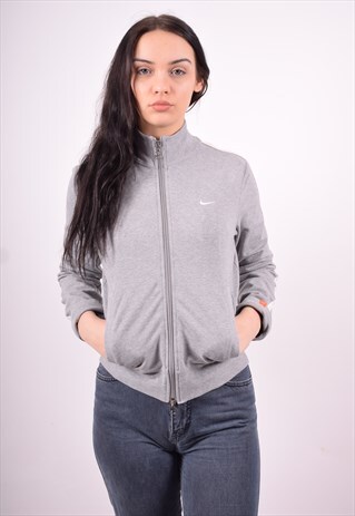 NIKE WOMENS VINTAGE TRACKSUIT TOP JACKET MEDIUM GREY 90'S