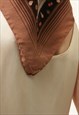80S VINTAGE PRINTED SILKY BROWN SCARD SQUARE 4818