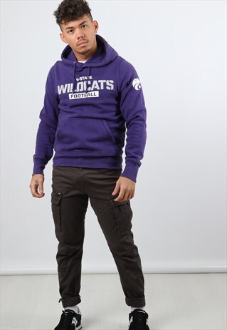 VINTAGE NIKE SMALL PURPLE PRINTED LOGO FOOTBALL HOODIE