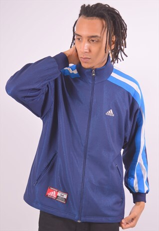 VINTAGE ADIDAS TRACKSUIT TOP JACKET NAVY BLUE