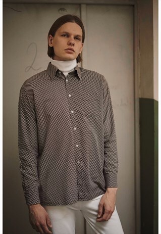 HERMES LOGO PRINTED PATTERNED COTTON SHIRT