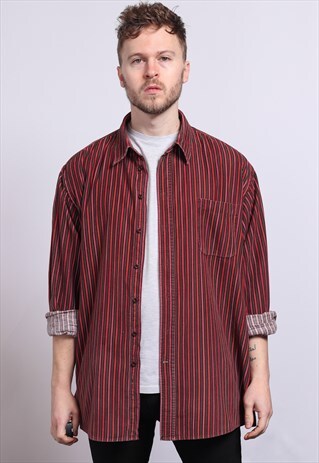 VINTAGE CORDUROY CORD STRIPED SHIRT
