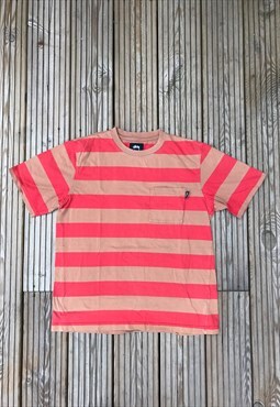 Stussy Striped T-Shirt Brown/Red. 