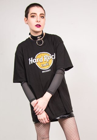 VINTAGE 90'S HARD ROCK CAFE BRUSSELS BLACK T-SHIRT