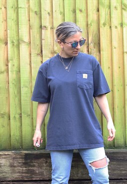Vintage Y2K Carhartt low key embroidered t shirt in blue