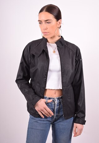 REEBOK WOMENS VINTAGE TRACKSUIT TOP JACKET MEDIUM BLACK 90'S