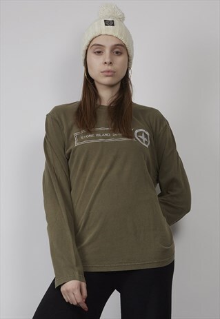 RARE VINTAGE 90'S STONE ISLAND KHAKI LONG SLEEVE T-SHIRT