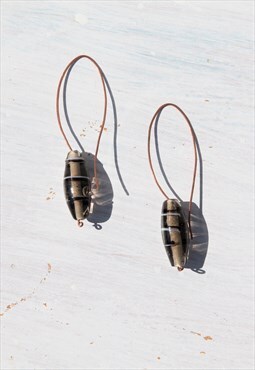 Handmade copper earrings with handmade vintage glass beads 