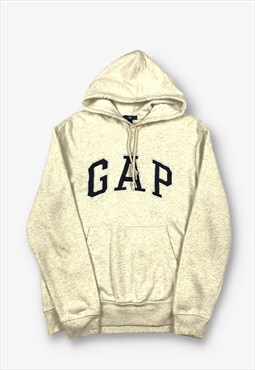 Vintage Gap Spellout Logo Hoodie Cream Small BV18822