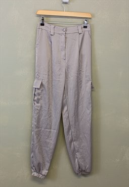 Vintage Women's Cargo Trousers Grey Lightweight With Pockets