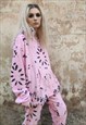 PAISLEY PRINT JUMPER CRUSHED VELVET BANDANNA PULLOVER PINK