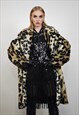 BROWN LEOPARD COAT FAUX FUR ANIMAL PRINT TRENCH SPOT JACKET