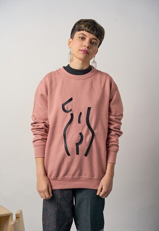 DUSKY PINK NUDES SILHOUETTE APPLIQUE SWEATSHIRT