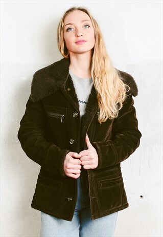 VINTAGE 70S FAUX SUEDE SHEARLING JACKET