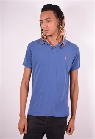POLO RALPH LAUREN MENS VINTAGE POLO SHIRT LARGE BLUE 90S