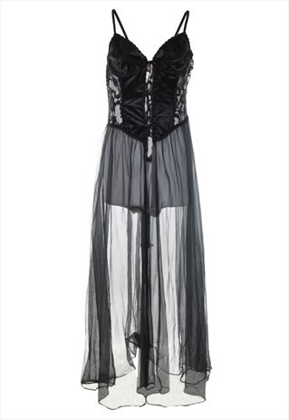 Vintage Black Lace Nightdress - S