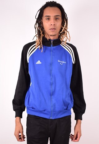 ADIDAS MENS VINTAGE TRACKSUIT TOP JACKET SMALL BLUE 90S