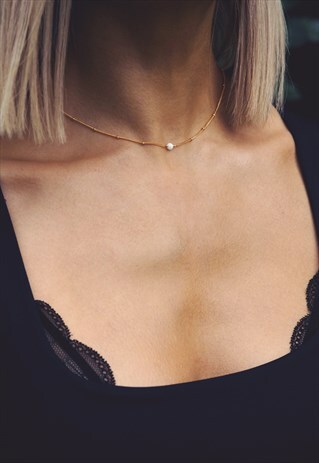 WHITE OPAL GOLD FILLED NECKLACE - LYDIA