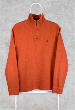 Vintage Polo Ralph Lauren 1/4 Zip Orange Sweatshirt Small