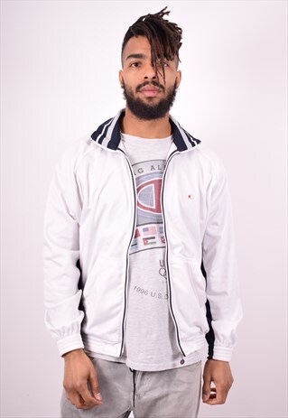 CHAMPION MENS VINTAGE TRACKSUIT TOP JACKET LARGE WHITE 90'S