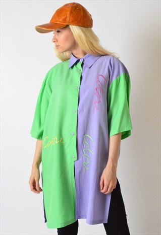 VINTAGE 80S PASTEL COLOUR BLOCK EMBROIDERED SHIRT