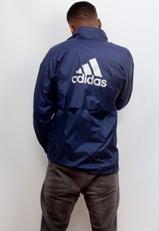 1990'S VINTAGE ADIDAS WINDBREAKER JACKET IN BLUE