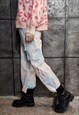 Sky print beam joggers gradient clouds loose overalls blue