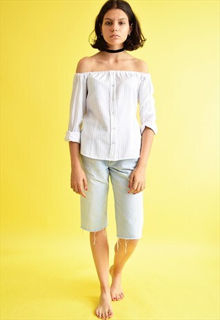 90'S MINIMALIST CUSTOMIZED OFF-SHOULDER SCANDI BESPOKE SHIRT
