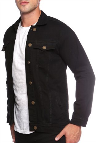 WESTERN BLACK DENIM JACKET SLIM BUTTON CASUAL FIT