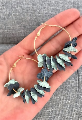 FABRIC FLOWERS HOOP EARRINGS