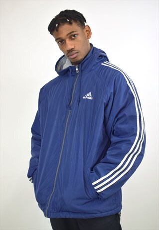 VINTAGE 90S ADIDAS BLUE GREY REVERSIBLE JACKET