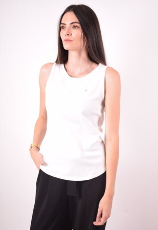 LACOSTE WOMENS VINTAGE VEST TOP MEDIUM WHITE 90S