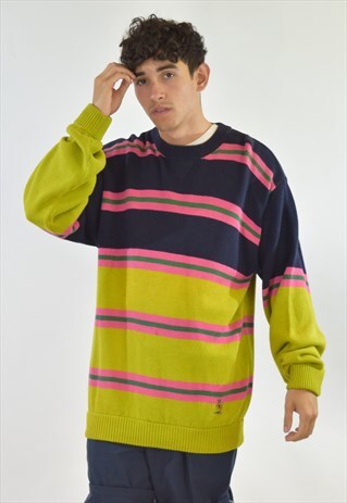 VINTAGE 90S STRIPED TOMMY HILFIGER KNIT JUMPER