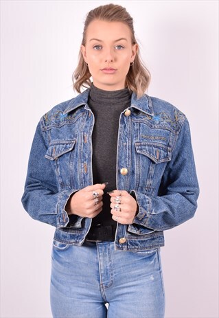 ROCCOBAROCCO WOMENS VINTAGE DENIM JACKET MEDIUM BLUE 90S
