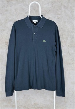 Lacoste Polo Shirt Green Long Sleeve Cotton Pique Medium